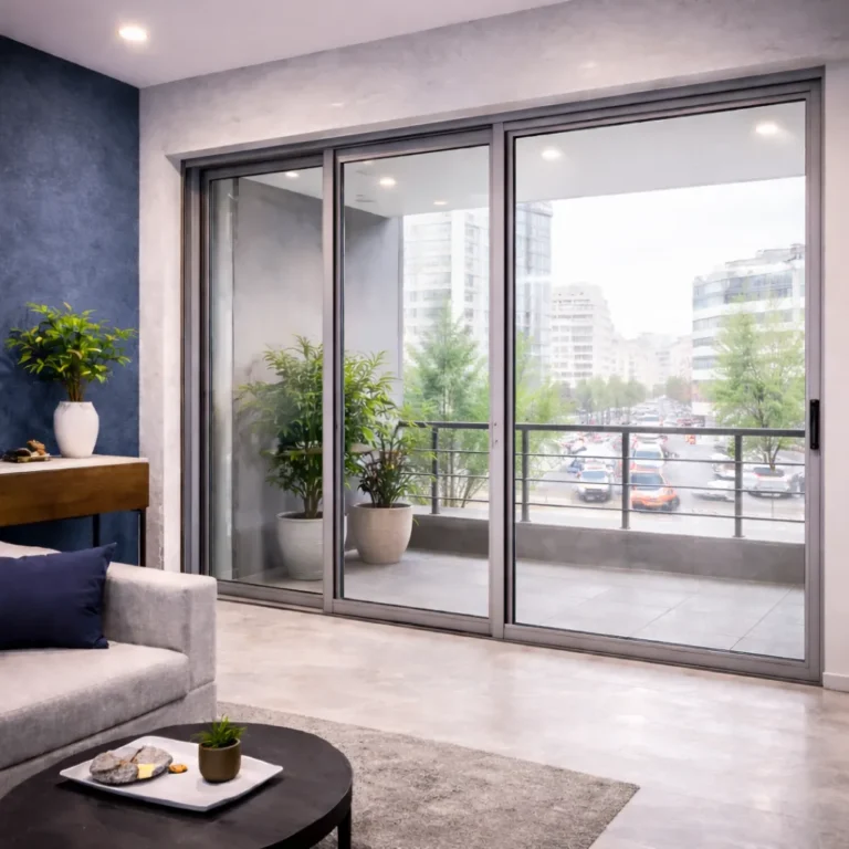 Aluminium sliding windows and doors to a balcony