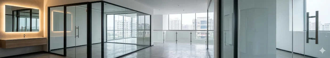 Glass and aluminium projects: glass railing and open space