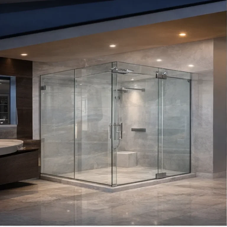 Toughened glass work: glass shower enclosure